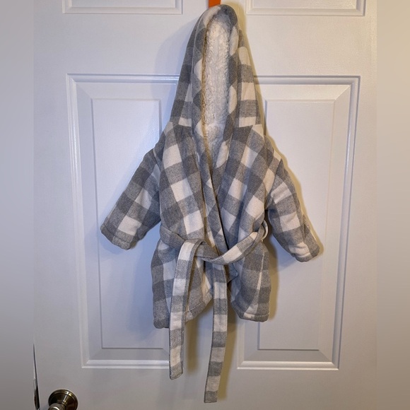 Indigo Other - Indigo Baby - Grey & White Checkered Robe - Size 0-12 Months